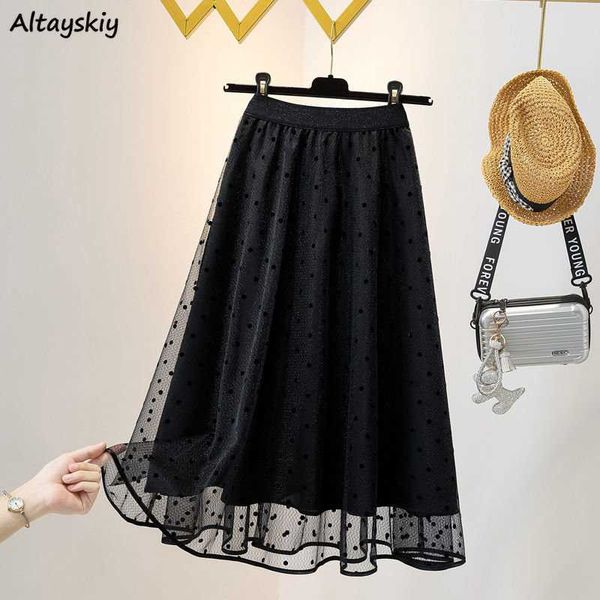 

skirts black sweet skirts women chic spring vintage fashion korean style schoolgirl dot soft femme minimalist mid-calf all-match tender l230