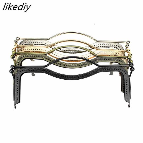 

bag parts accessories 4 pcs/lot 27 cm bronze silver gold black lips metal purse frame kiss clasp embossing handle sewing part 230224