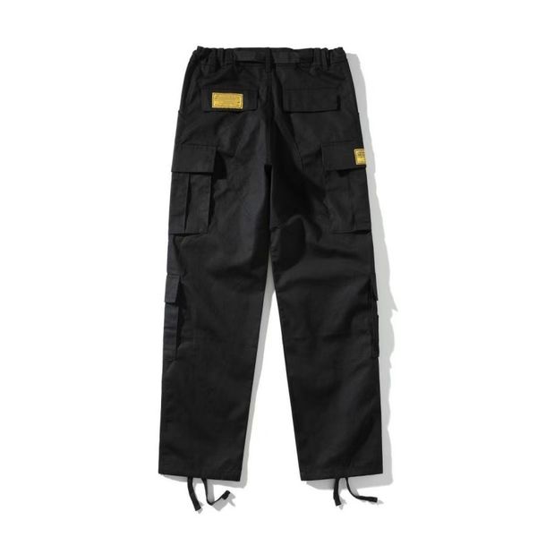 

men's pants cargo mens streetwear hip hop printed casual trousers military retro multi-pockets straight loose overall couple oversized, Black