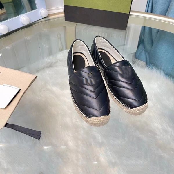 

designer classic canvas straw shoes lady platform fisherman shoe luxury flat women straw bottom casual boat loafer 100% leather ladies lazy, Black
