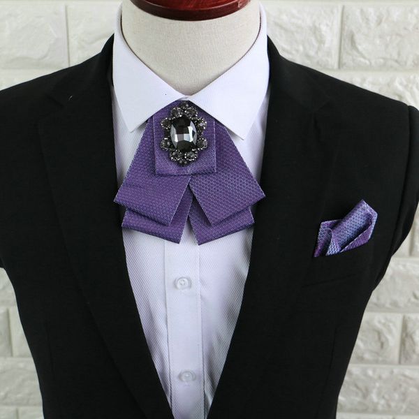 

bow ties 2pcs handmade men women luxury party club business collar suit shirt tie cravat groom handkerchiefs necktie ribbon tie 230224, Black;gray