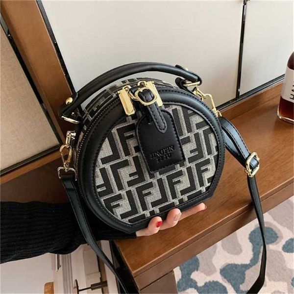 

handbag 2023 new bag round printing slant cross portable for women