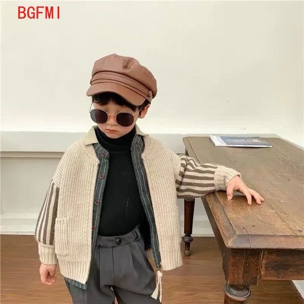 

cardigan 2-11y baby boy casual sweaters jackets knitted kids coats fashion children outerwear spring fall thick cardigan sweater coat 230224, Blue
