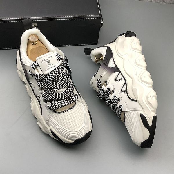 

italian designer dress wedding party shoes fashion breathable canvas vulcanize casual sneakers round toe thick bottom business leisure walki, Black