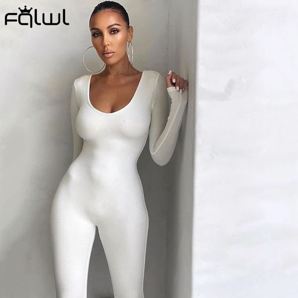 

women's jumpsuits rompers fqlwl fall winter long sleeve rompers womens jumpsuit female outfits brown black white bodycon jumpsuit for w