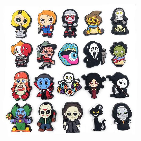 

new style halloween skull croc charms clog shoe decoration buckle charm pins buttons pvc accessories, White;pink