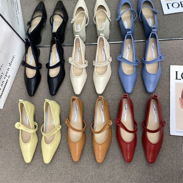 

dress shoes bailamos womens flats buckle comfortable ballerinas soft square toe ballet flat mary jane woman slip on mules 230224, Black