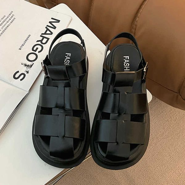 

sandals brand design women platform ladies shoes buckle strap 2023 summer fashion designer female sandalias mujer y2302, Black
