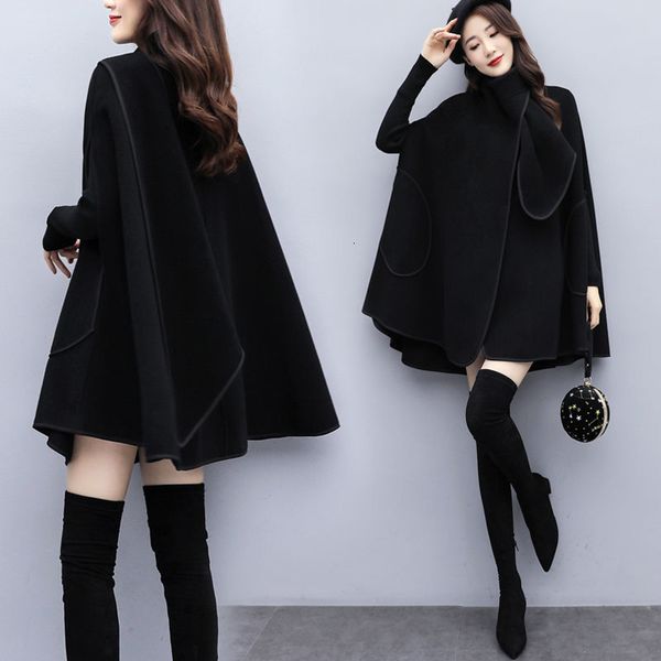 

women's jackets autumn winter light luxury highend temperament goddess style design sense cape leisure coat cloak korean women clothing, Black;brown
