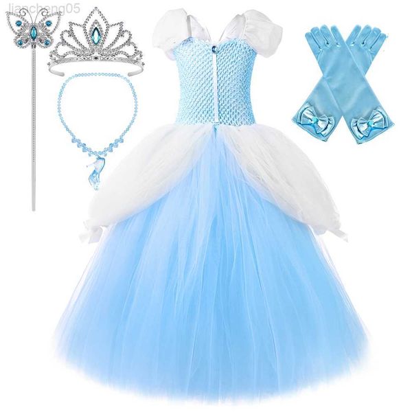 

girl's dresses cinderelle long tutu dress for girls halloween christmas come princess ball gown with puff sleeve kids party dress up ou, Red;yellow