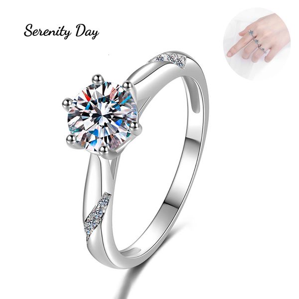 

with side stones serenity day classic six claw 1 2 3ct ring s925 silver inlaid d color vvs1 stone fine jewelry for women couples 230223