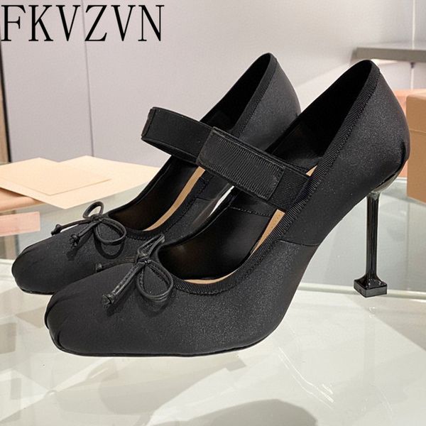 

sandals silk bowtie elastic band women high heels gladiator stiletto summer shoes woman black leather sandalias mujer 230224
