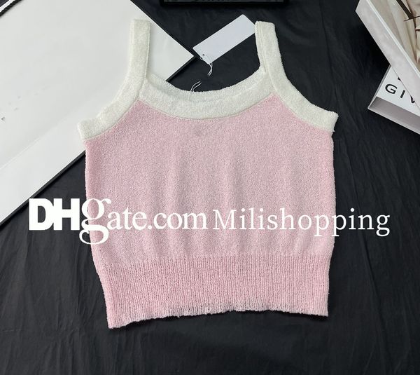 

beads knitted beads vest tanks camis sleeveless suspender tank stretchy soft fabric slim vests luxury brand womens designer clothing, White