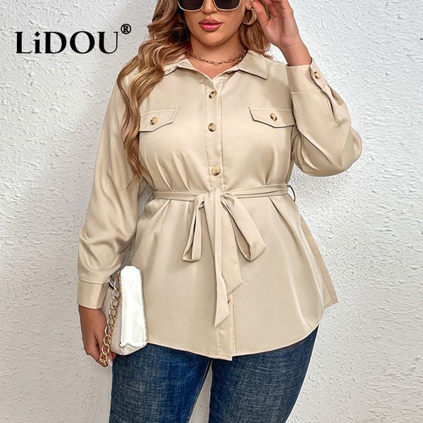 

women's plus size t-shirt autumn winter simple plus size elegant office lady blouse long sleeve fashion casual shirt female solid overs, Black