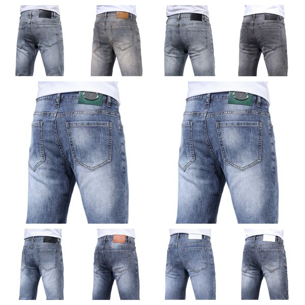 

men's jeans spring summer thin slim fit european american high-end brand small straight double f pants kf7527, Blue