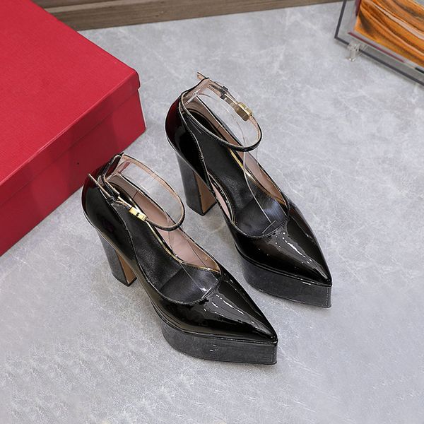 

runway pointed toe platform pumps dress shoes heels shoes sandals ankle buckle 155mm super high heeled women luxury designers factory footwe, Black