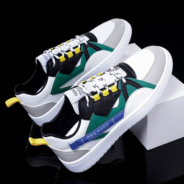 

dress shoes designer men sneakers pu leather lace up casual fashion skateboard shoe spring autumn flat white man vulcanize 230224, Black