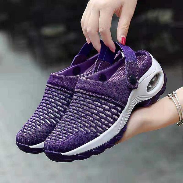 

sandals 2022 new women shoes casual increase cushion non-slip platform sandal for breathable mesh outdoor walking slippers y2302, Black