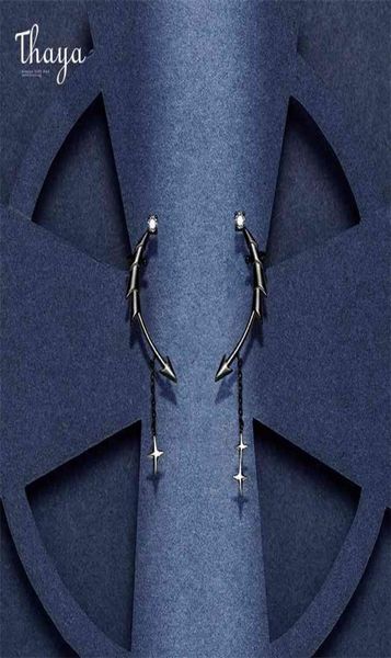 

thaya creative design s925 silver needles dragon knight earring plated 18k gold zircon stud for fashion girl fine jewelry gift 2101943717, Golden;silver
