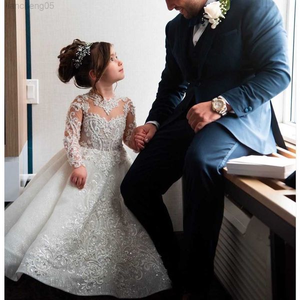

girl's dresses new princess lace flower girl dresses long sleeves floor length pageant dresses first communion dresses ball gowns for g, Red;yellow