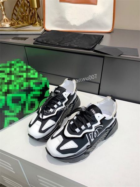 

2023 designer sneakers calfskin casual shoes leather trainers all-match stylist sneaker patchwork leisure shoe platform lace-up print size35, Black