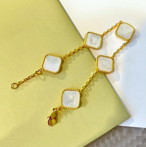 

womens nice 4 leaf designer bracelets ol elegant luxury shell classic brand 18k gold silver charm bracelet party wedding jewelry gift for bi, Golden;silver