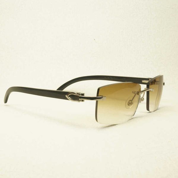 

vintage rimless sunglasses men women metal frame natural buffalo horn eyeglasses shades accessories with case new fashion factory sun glasse, White;black