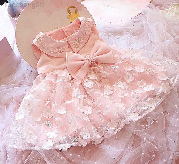

girl's dresses pink lace baby girl dress princess flower infant girl 1 year birthday wedding party gown for baptism christening 0-24m w, Red;yellow