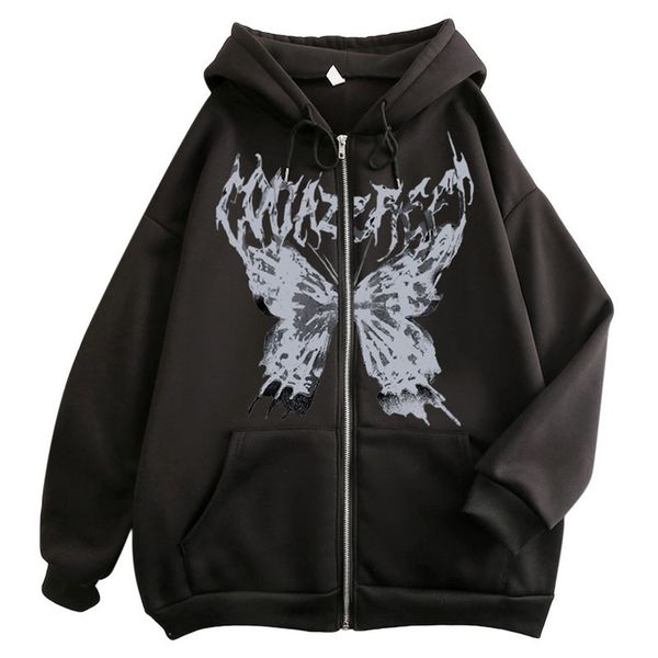 

womens two piece pant casual gothic hoodies fall winter coats jacket vintage zipper closure loose 230223, White