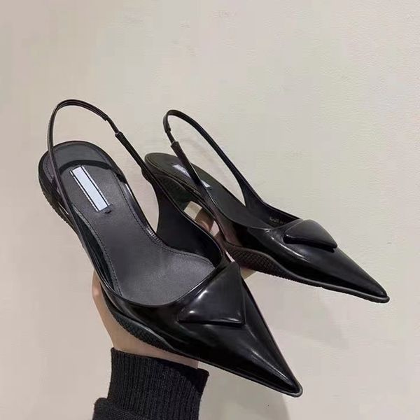 

sandals luxury women s high heel boots pump office ladies daily wear pointed toe solid flat bottom with slippers 230224, Black
