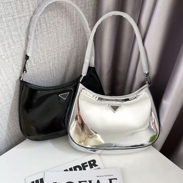 

luxury designer famous triangle handbags real leather cleo womens shoulder bag mens smooth material tote bag genuine leather clutch prad cro