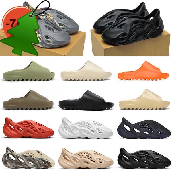 

sandals 2023 with box designer slipper sandals soot onyx slides mens woman comfortable glow green black bone resin desert sand pure foam for