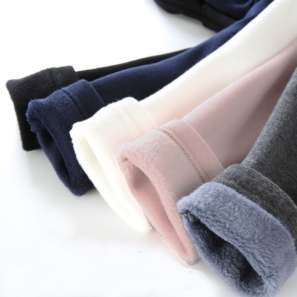 

leggings tights girls warm elastic waist cotton leggings pants winter thickening fleece children's long trousers solor color warm girls, Blue