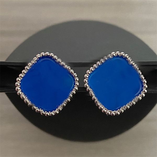 

mens studs luxury earrings for women trendy classical retro four leaf clover shape vcaro3ql00 sweet metal ohrringe gold plated designer earr, Golden;silver