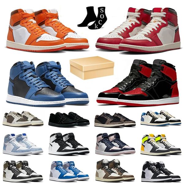 

basketball shoes1s men women jumpman 1 og trainers lost found starfish dark marina blue bred patent black phantom volt gold grey fog mens kh