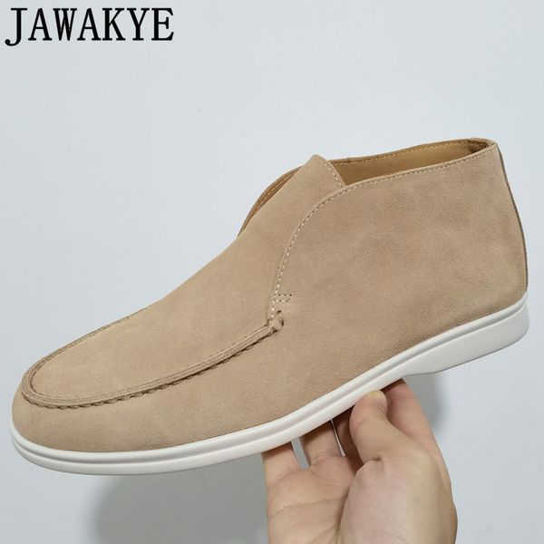 

dress shoes autumn high lazy loafers suede leather casual flat women round toe female driving couples men 230223, Black