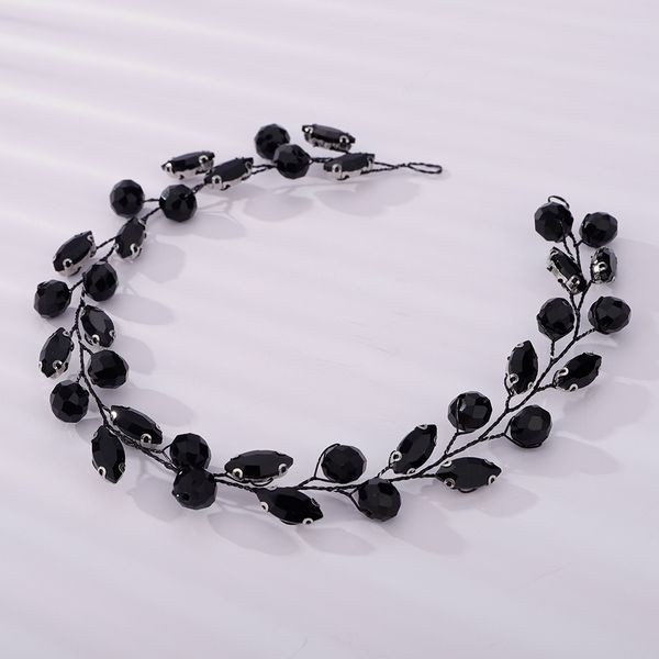 

wedding hair jewelry black headband crystal bridal piece handmade women bride party prom ornament bridesmaid accessories 230224, Slivery;golden