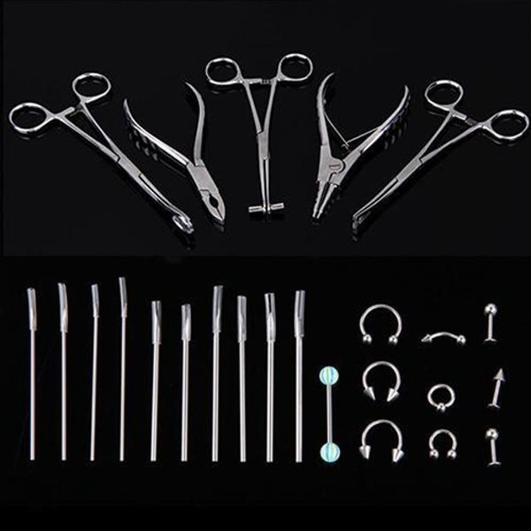 

makeup tools 50 1set 316l stainless steel body ear lip piercing forceps pliers needles tool set 230224