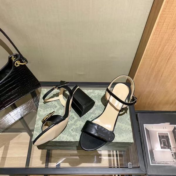 

marmont designer high heeled sandals metallic leather shoes women dance shoe heels suede lady metal belt buckle thick heel woman shoes large, Black