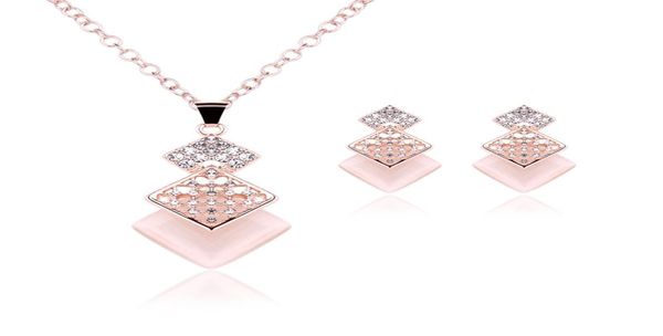 

pink jewelry gold plated necklace set fashion square diamond wedding bridal costume jewelry sets party ruby jewelrysnecklace ea1910400, Silver