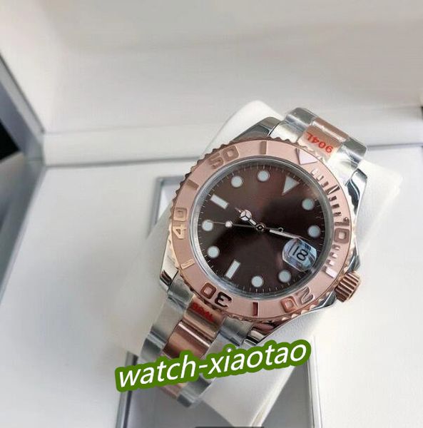 

factory st9 watch yatch two tone men's wrist automatic 40mm 126621 rose gold stainless steel everose chocolate original clasp, Slivery;brown