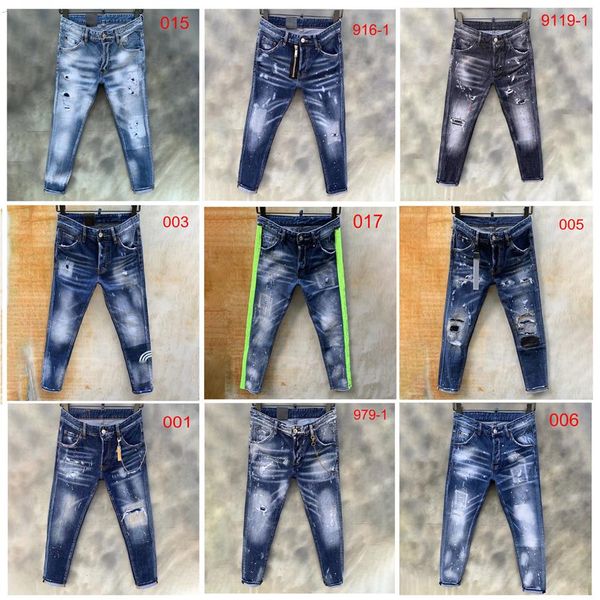 

2020 mens jeans denim ripped jeans for men skinny broken italy style hole bike motorcycle rock revival pants12s tyle236s, Blue