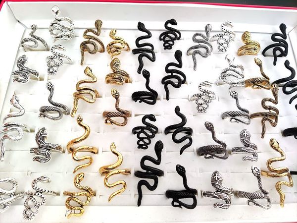 

band rings 100pcslot antique punk style animal snake gold plated silver black hip hop rock fashion party jewelry 230224