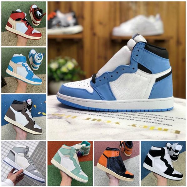 

1 1s university blue men basketball shoes dark mocha silver chicago toe light smoke grey obsidian unc patent black white mens trai244b