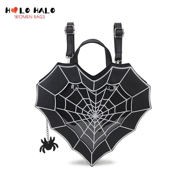 

school bags gothic spiderweb heart shaped ita backpacks for dark lolita holloween pin display clear window handbag and shoulder bag gifts 23