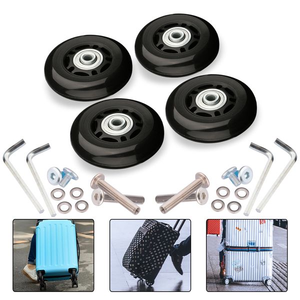 

bag parts accessories luggage suitcase replacement wheels od 36 50mm axles deluxe black with screw suitable for 18 26 inch suitcase swivel c