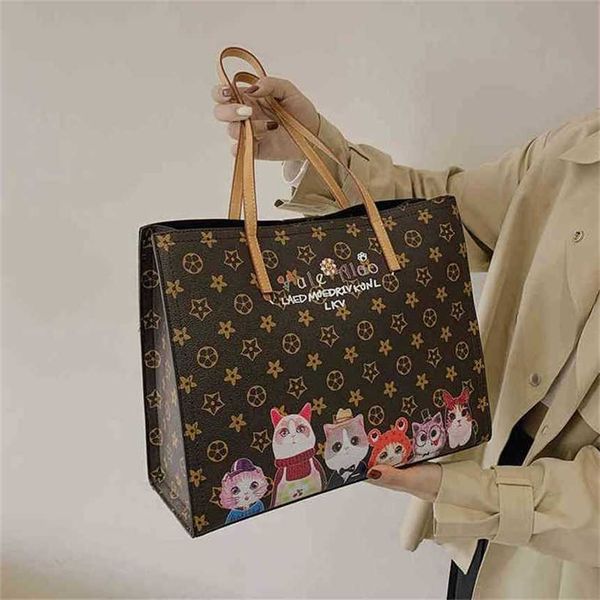 

handbag 2023 new bag large capacity shoulder tote women's portable shopping cartoon kitten