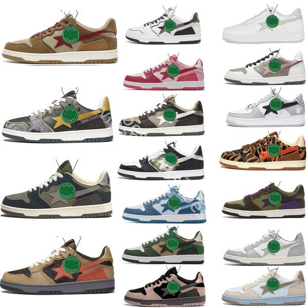 

casual shoes bapestas baped designer platform sneakers bapesta sk8 sta patent leather green black white plate-forme for men women trainers j