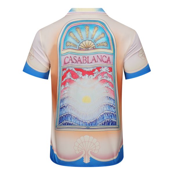 

casablanc-s 22ss designer shirts masao san print mens casual womens loose silk shirt short sleeves luxury t-shirt tees ya74, White;black