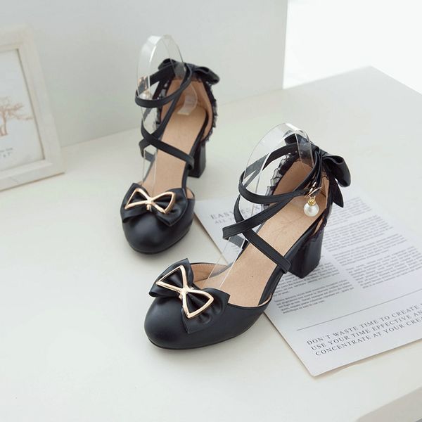 

sneakers spring summer high heels girls princess fashion bow leather shoes children party dance performance kids rome 03a 230224, Black;red